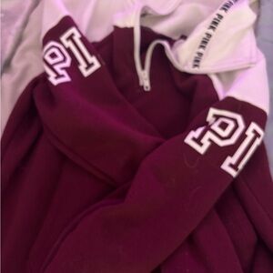 PINK Victoria's Secret Maroon and White Sweater